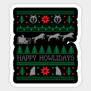 Funny Christmas Wolves Wolf Lover Ugly Christmas Sweater Sticker